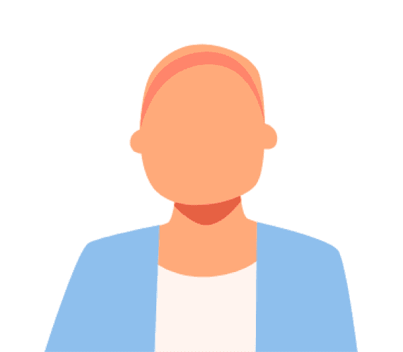 Illustrative avatar of a woman with head covering, representing a female patient or character.