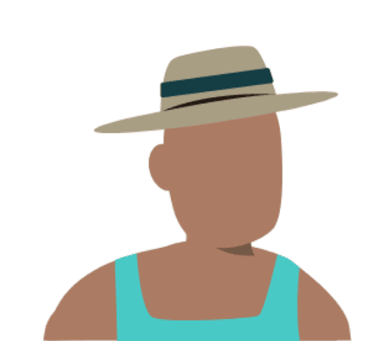 Illustrative avatar of a person wearing a sun hat, representing outdoor lifestyle or cultural diversity.